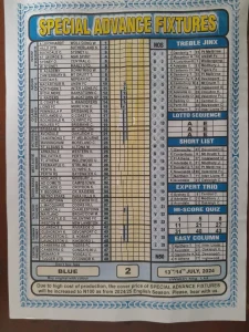 special advance fixtures week 2 rsk paper 2024