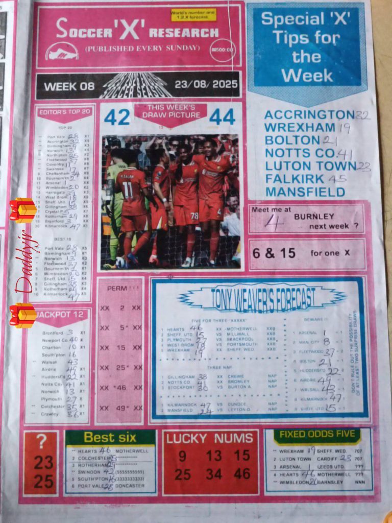 Week 8 pool rsk papers 2025 bob morton capital intl soccer x
